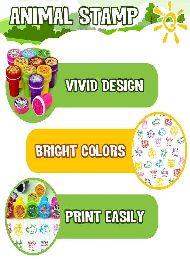 DMIGHT Jungle Safari Party Favors 20 PCS Wild Animals Stamps for Kids Birthday Gifts, Zoo Animal Stamps for Kids, Self Inking Stamps - Image 3